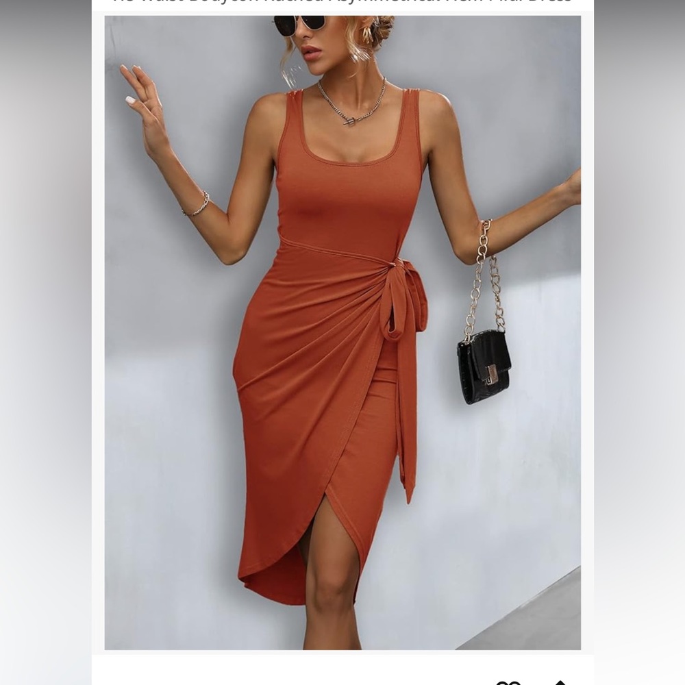 Worn once- cavazeda Women's Summer Tank Dresses Sleeveless Wrap Front Tie Waist